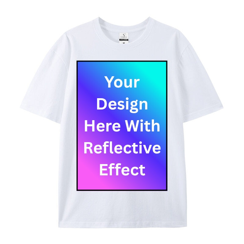 Only Supports Customization Customize Reflective Print T-shirt 180G Full Cotton High Quality Material