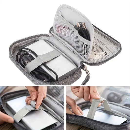 Travel Storage Bags For Cable Portable Electronics Organizer For Charger Power Bank, Zipper Electronics Accessories Case