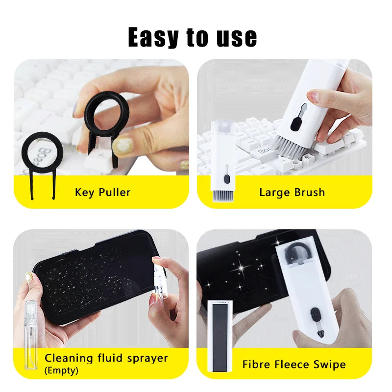 7-in-1 Computer Keyboard Cleaner Brush Electronics Cleaning Kits Earphone Cleaning Pen Laptop Screen Cleaning Tool Keycap Puller