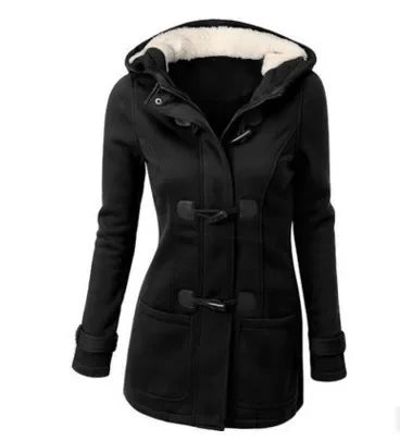 Best Selling Amazon Hooded Classic Cow Horn Button Jacket Cotton Coat Autumn/Winter Parkas Fashion Outerwear