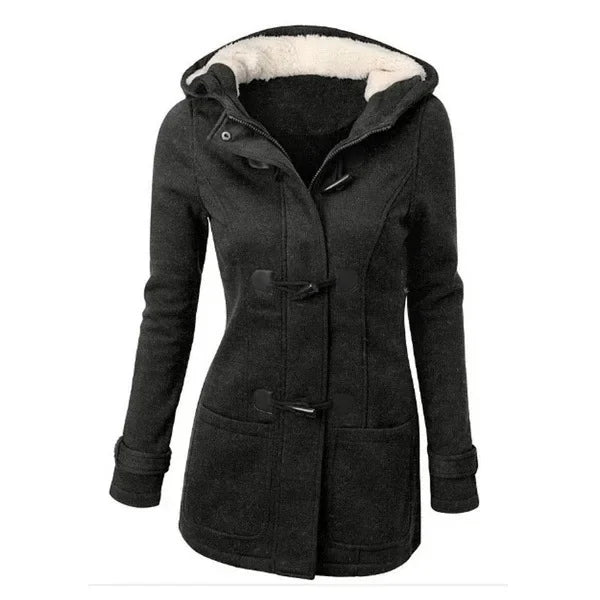 Best Selling Amazon Hooded Classic Cow Horn Button Jacket Cotton Coat Autumn/Winter Parkas Fashion Outerwear